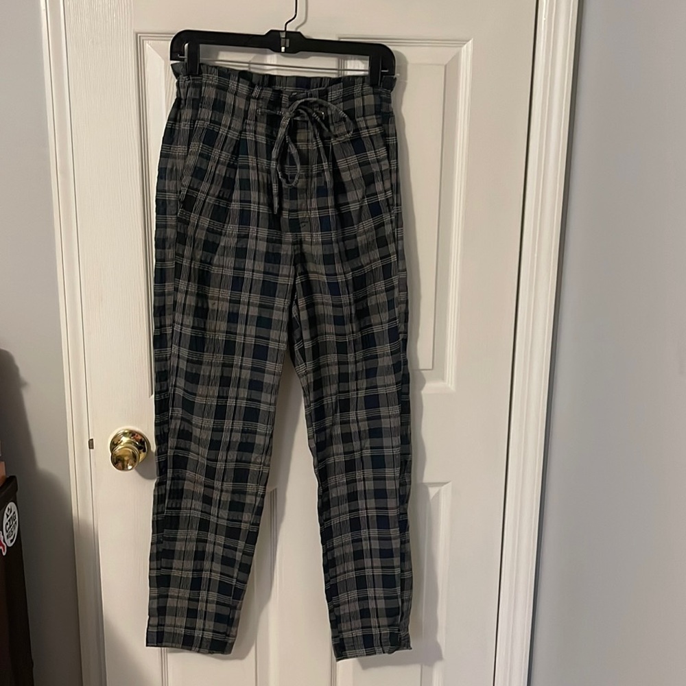 Free People high waisted green flannel trousers